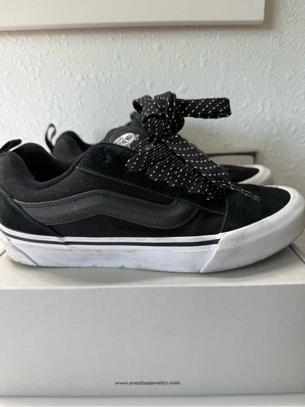 Vans Kids Black and White Low-Top Skate Sneakers